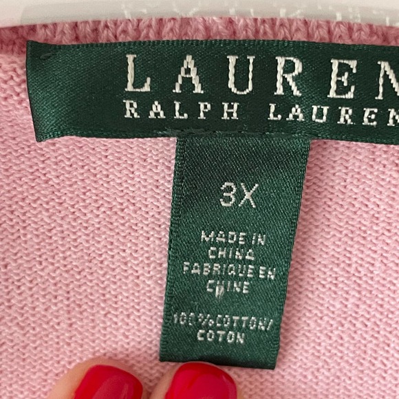 Lauren Ralph Lauren pink sweater gold buttons size 3x - Picture 4 of 7